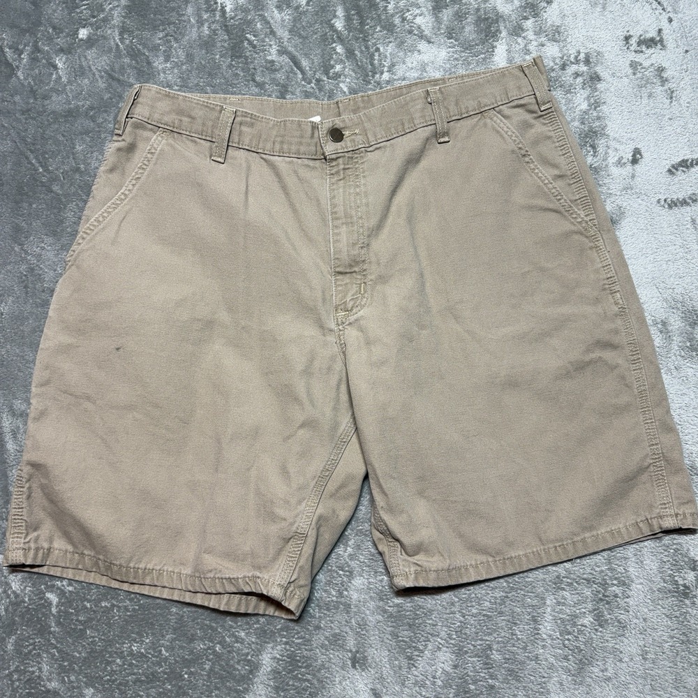 VTG Carhartt B203 GKH Carpenter Shorts Mens 40 Khaki Canvas Workwear 00s - Picture 4 of 8
